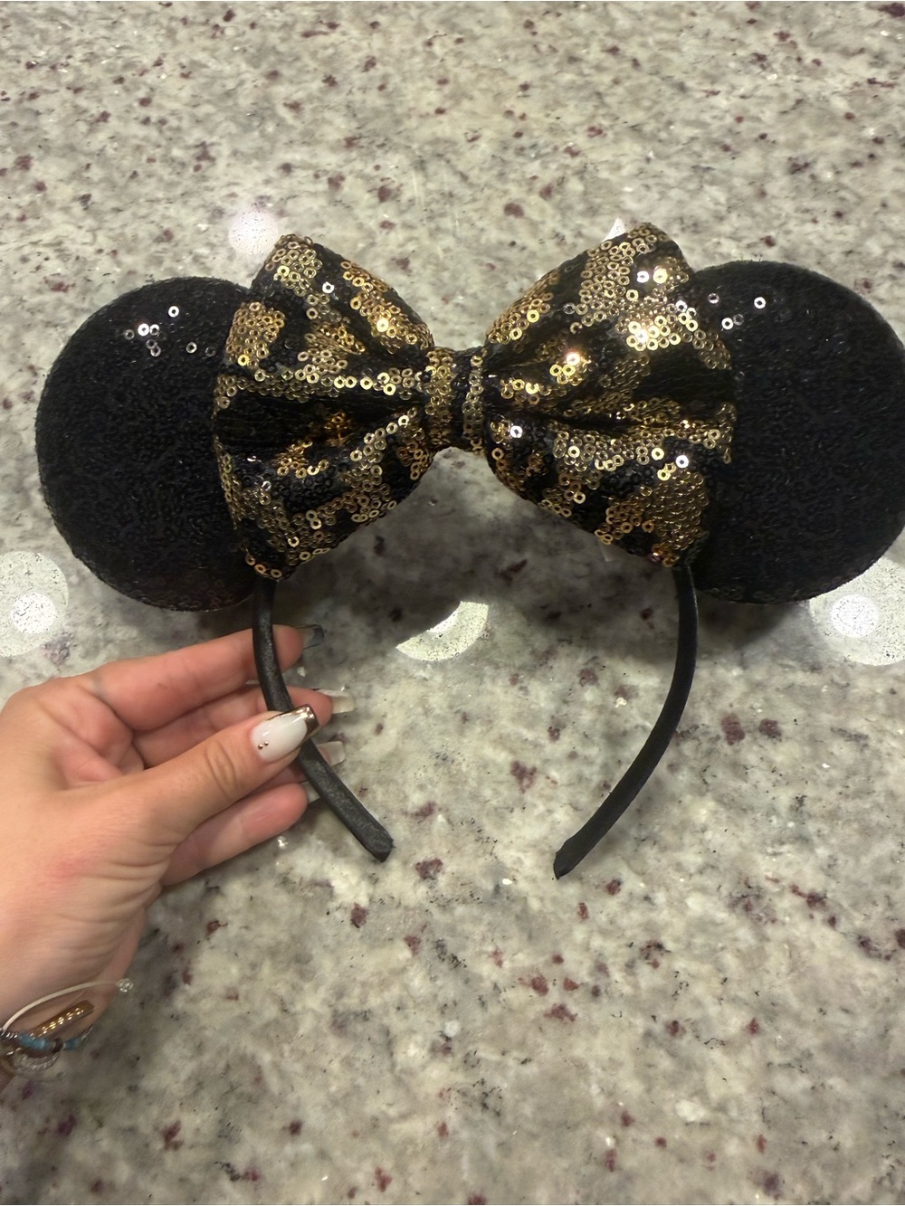 Disney Black and Gold Sequin Minnie Ear Headband